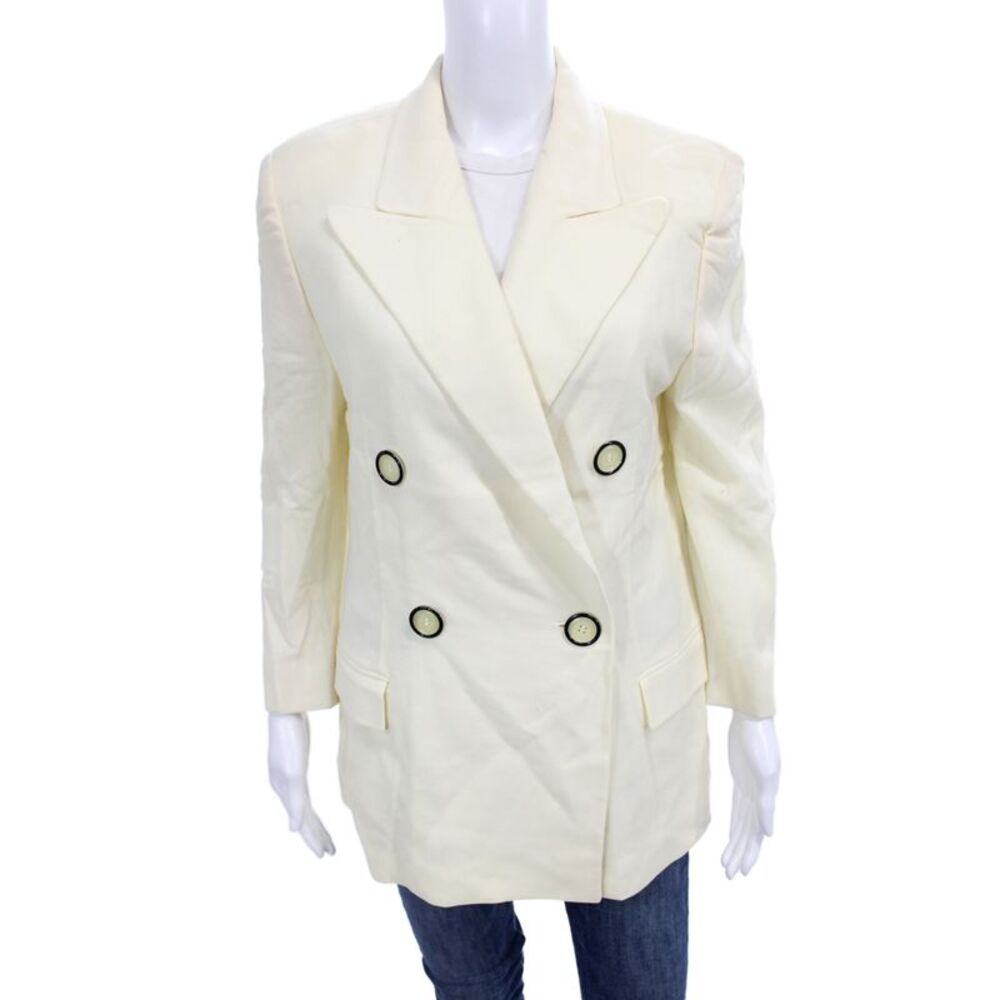Crisca Womens Beige Wool Blazer Collared Button Solid Long Sleeve 80s Size 40